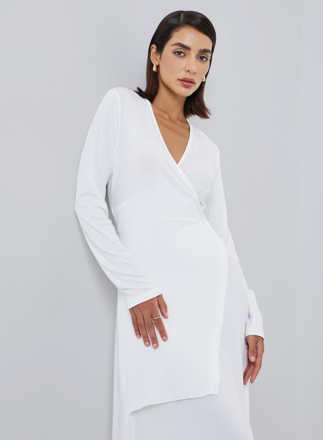 ستايلي فستان طويل بحافة واسعة وأكمام طويلة - Image 2